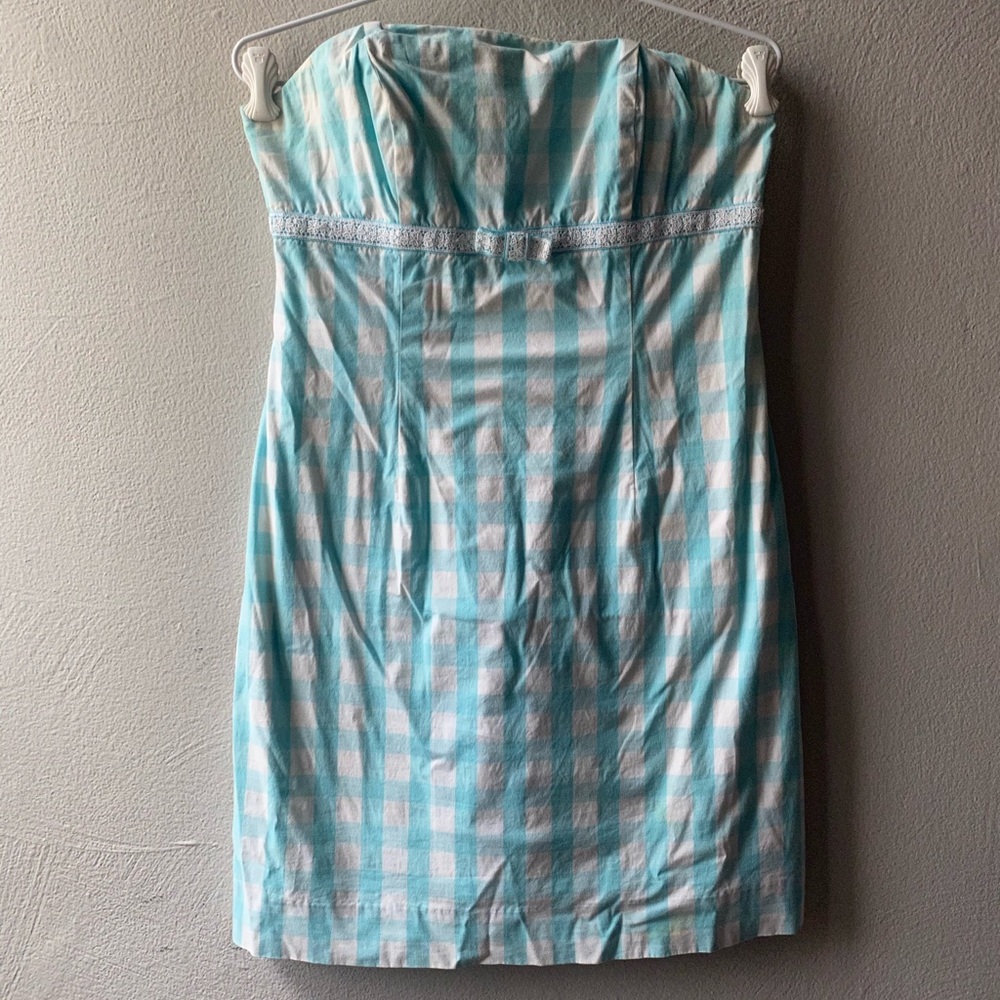 Lily Pulitzer Strapless Baby Blue Gingham Dress